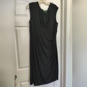 Lauren Ralph Lauren black jersey side ruched faux wrap dress Sz 16